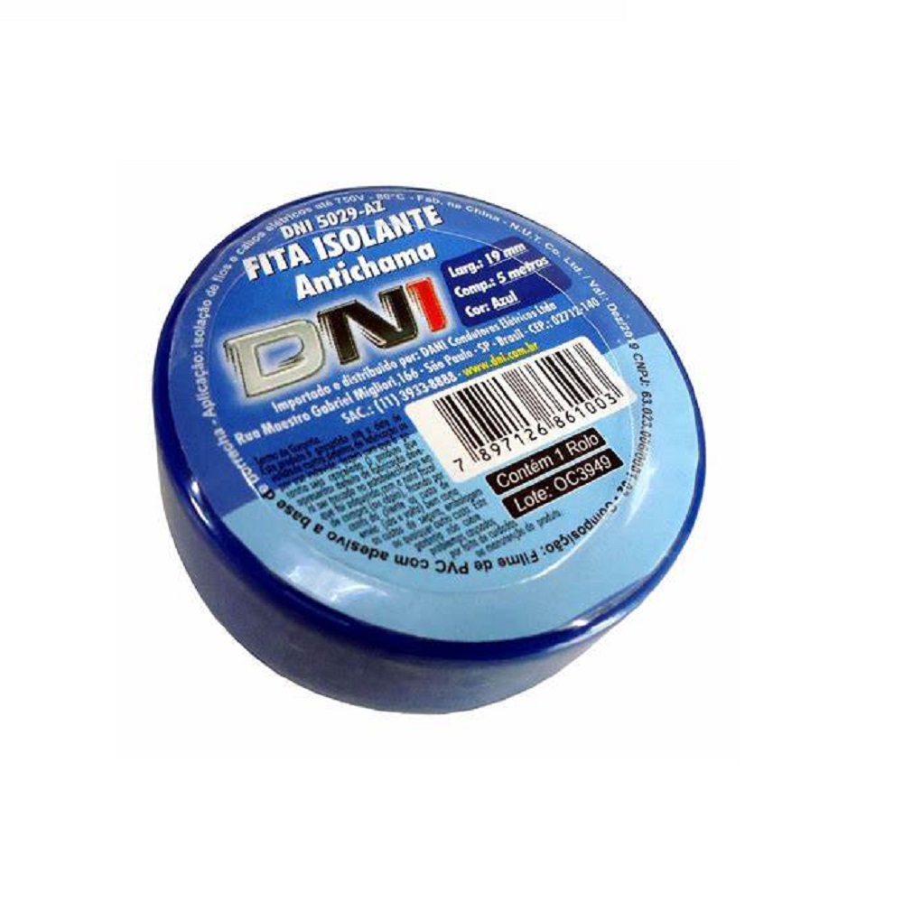 Fita isolante em PVC azul DNI DNI5029AZ